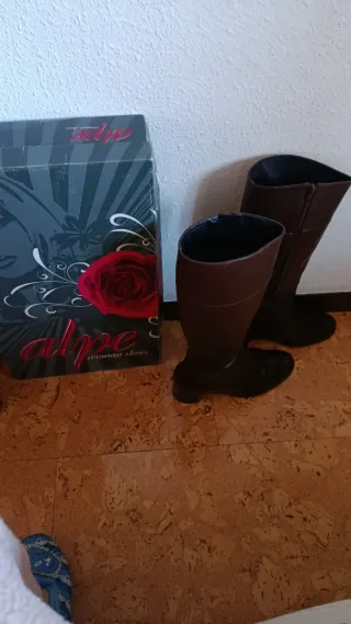 Botas altas piel Alpe Talla 39 Marrón