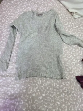 Jersey de punto gris mujer