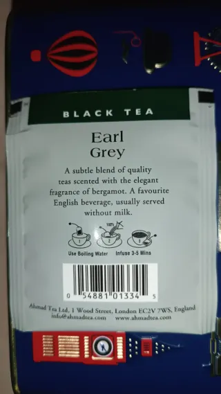 Bustina di tè Ahmad Earl Grey