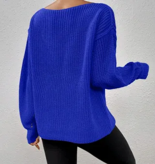 Jersey azul cuello barco talla única