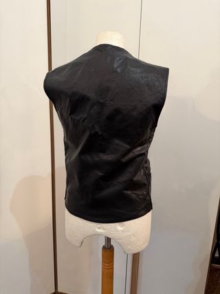 Gilet in pelle nera L vintage rock