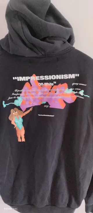 Felpa Off White Nera con Cappuccio