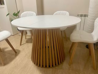 Mesa comedor redonda 110cm 6 personas