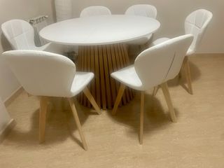 Mesa comedor redonda 110cm 6 personas