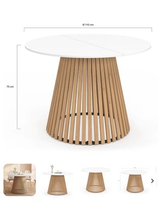 Mesa comedor redonda 110cm 6 personas