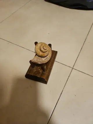 Fósil Amonite en base de madera