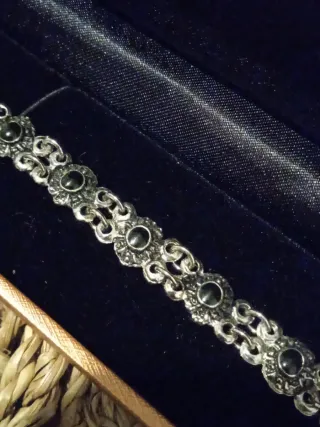 Pulsera piedras negras 19 cm