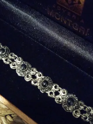 Pulsera piedras negras 19 cm