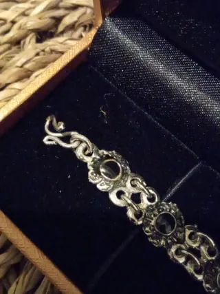 Pulsera piedras negras 19 cm