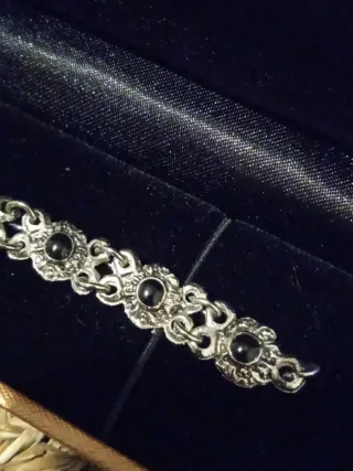 Pulsera piedras negras 19 cm