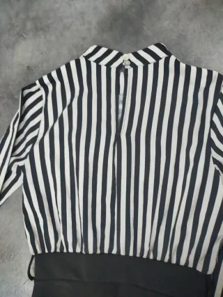 Abito donna fantasia righe bianco/nero