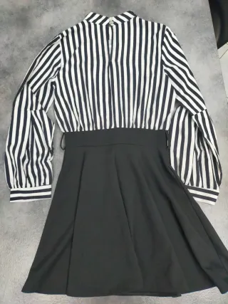 Abito donna fantasia righe bianco/nero