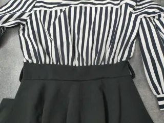 Abito donna fantasia righe bianco/nero