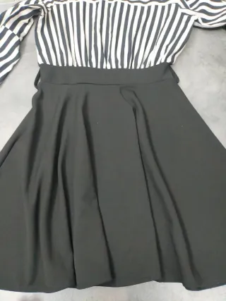 Abito donna fantasia righe bianco/nero