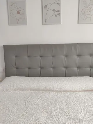 Cabecero Cama Polipiel Acolchado Gris