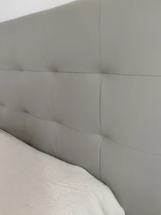 Cabecero Cama Polipiel Acolchado Gris