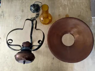 Lampadario retrò anni '70 metallo e vetro