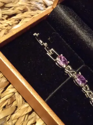 Pulsera Plata 925 Amatistas Naturales 19 cm