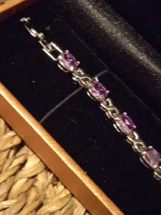 Pulsera Plata 925 Amatistas Naturales 19 cm