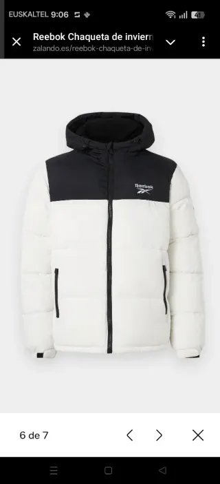 Chaqueta Reebok Invierno Negra y Blanca