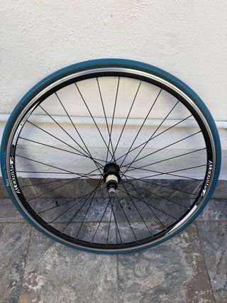 Rueda para rodillo con cubierta azul Tacx.