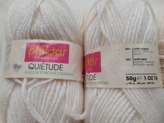 10 Ovillos de lana Phildar Quietude color blanco