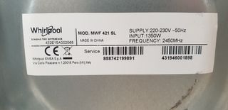 Microondas whirlpool