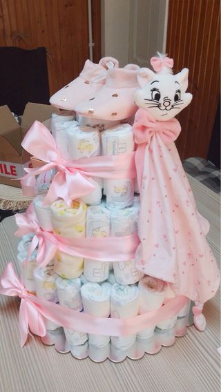 Tarta de pañales elefante bebé