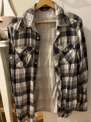 Camisa cuadros Pull&Bear gris y blanco