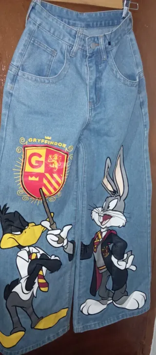 Pantalón Jean Celeste Patas Anchas