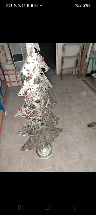 Árbol de Navidad Decorativo Metal Plateado