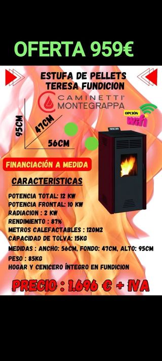 Estufa de pellets teresa fundicion 12kw
