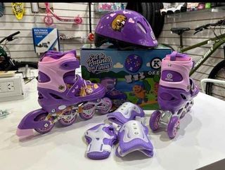 Set Patines Morado con Casco y Protecciones