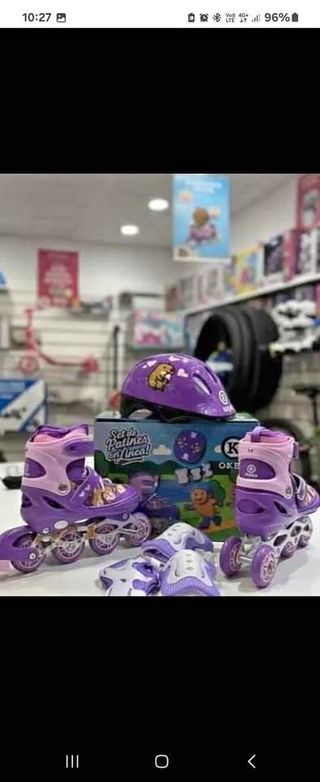 Set Patines Morado con Casco y Protecciones