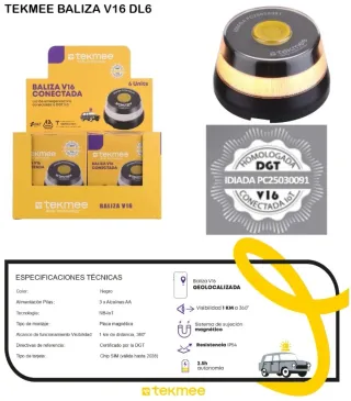 3 Balizas V16 Conectadas Tekmee