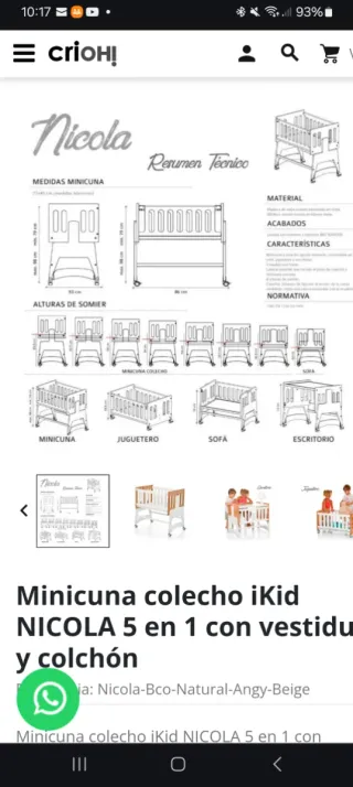 Minicuna colecho Allegra 5 en 1