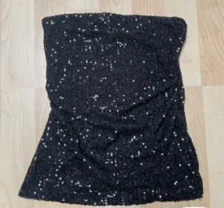 Pantalon y top lentejuelas Pull and Bear negro