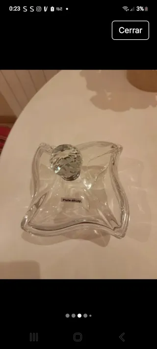 Bombonera de cristal con tapa y bola decorativa