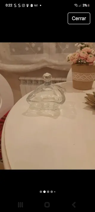 Bombonera de cristal con tapa y bola decorativa