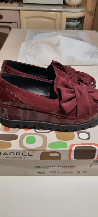 Mocassini bordeaux n.37 con fiocco