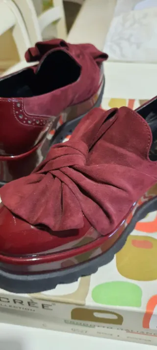 Mocassini bordeaux n.37 con fiocco