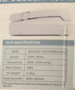 Envasadora al vacío O-VAC Blanca