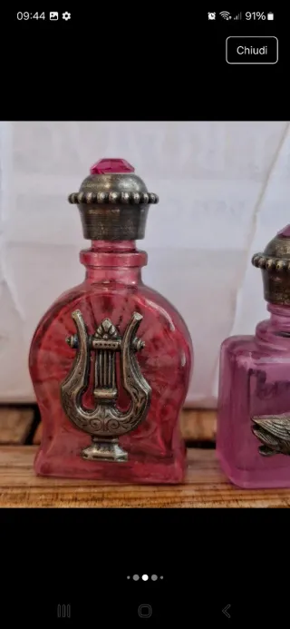 Porta profumo vintage rosa e argento