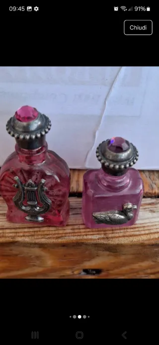 Porta profumo vintage rosa e argento