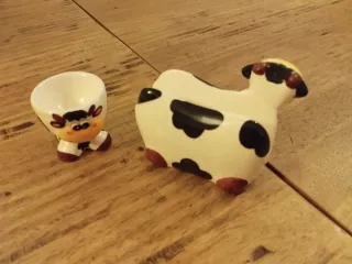 Set porta uovo porta tovaglioli mucca