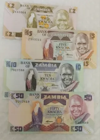 Billetes de Zambia.