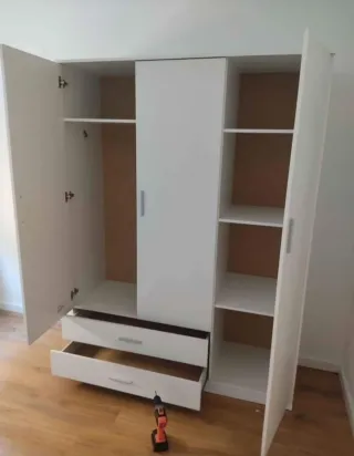 Armario modular blanco y beige