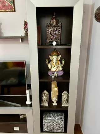 Mueble Salón Vitrina Madera y Cristal