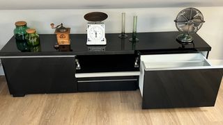 Mueble TV/Aparador Bajo Negro Brillo