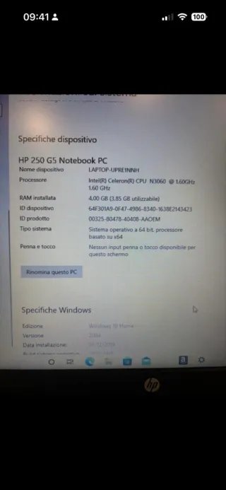 HP 250 G5 Notebook Nero